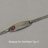 Gravurarmband - Schildarmband - Kinderschmuck, 16 cm lang in 925/- Silber, mit rot-schwarz emailliertem Marienkäfer auf dem Gravurschild, für Kinder