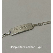 Gravurarmband mit Engel auf dem Gravurschild, 925/- Silber, 14 cm lang, Namensarmband für Kinder, Baby 