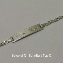 Gravurarmband in 925/- Silber, Singapur-Namensarmband, 14 cm lang