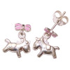 Kinderohrstecker Pferde mit rosa Schleife, 925/- Silber,...