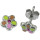 Kinderohrstecker Blumen - mit rosa-grüner Emaille, 925/- Silber