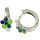 Kindercreolen Blume - Kinderschmuck - mit grüner Emaille und Glasstein, 925/- Silber