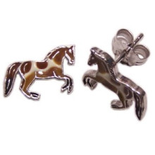 Kinderohrstecker springendes Pferd - Kinderschmuck -  925/- Silber, Größe ca: 13 mm x 8 mm x 1 mm, 1 Paar 