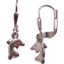 Kinderohrhänger Babydelfin - Kinderschmuck - in 925/- Silber, Größe ohne Ohrhaken ca: 9 mm x 6 mm, 1 Paar