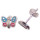 Kinderohrstecker Schmetterling - Kinderschmuck -  in 925/- Silber mit rosa-hellblauer Emaille, Größe ca: 9 mm x 7 mm, 1 Paar 
