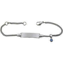 Gravurarmband - Schildband - Kinderschmuck - mit blauem Zirkonia, 925/- Silber, 14 cm lang, für Kinder