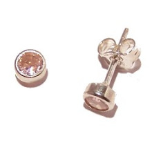 Kinderohrstecker - Kinderschmuck - kreisförmig, 925 Silber mit rosa Glasstein, Durchmesser 4 mm, 1 Paar 