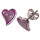 Kinderohrstecker Herzen - Kinderschmuck -  in 925/- Silber und Emaille rosa-violett, Größe ca: 8 mm x 10 mm, 1 Paar 