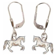 Kinderohrhänger springendes Pferd - Kinderschmuck - 925/- Silber, Größe ohne Ohrhaken und Öse ca: 13 mm x 8 mm x 1 mm